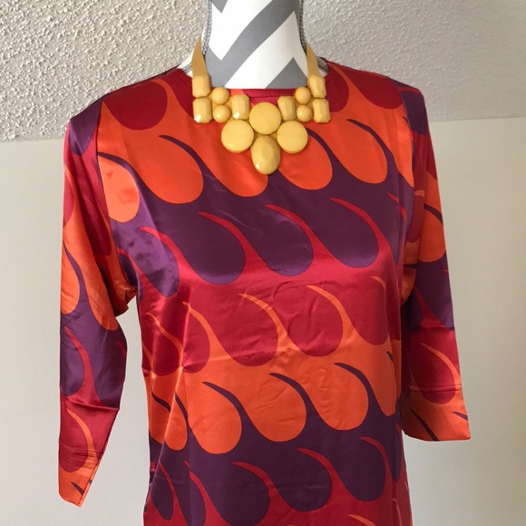 🚨CLOSET CLOSING🚨 Tracy Negoshian Red/Orange/Purple Shift Dress - Picture 4 of 6